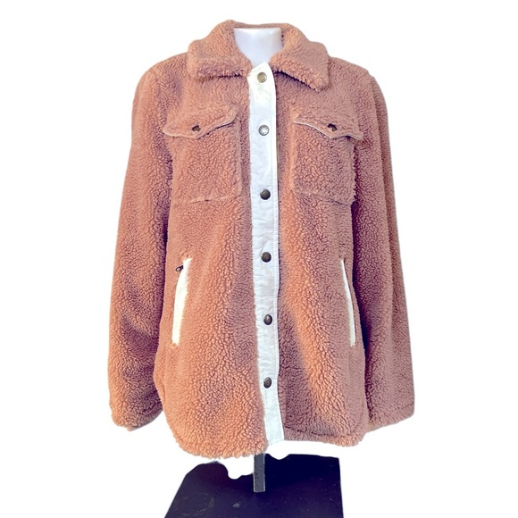 Faherty Eldridge Sport Sherpa Teddy Jacket Tuscany Brown Fleece Size S - Picture 4 of 14